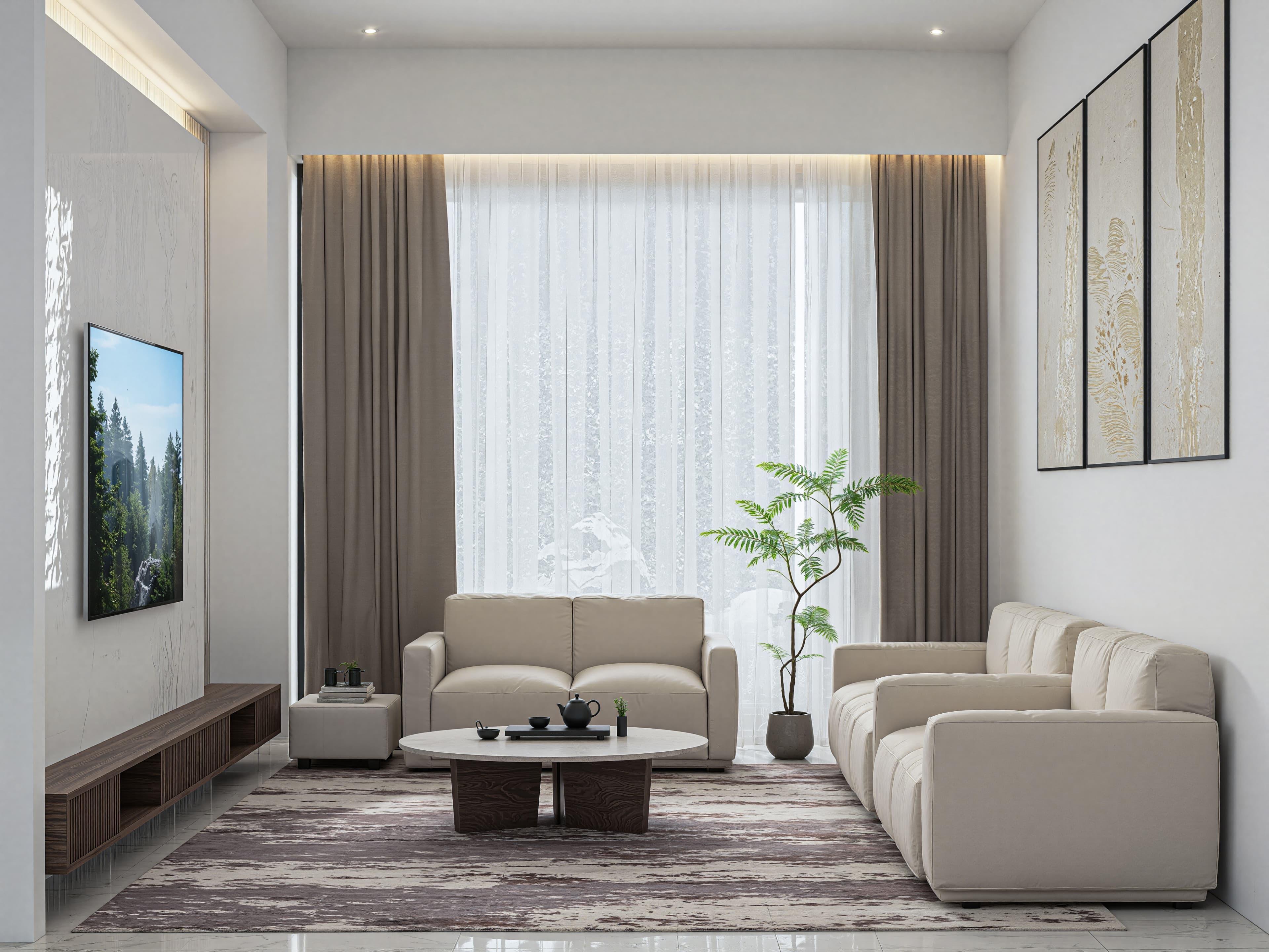 Polished Italian Marble Living Hall